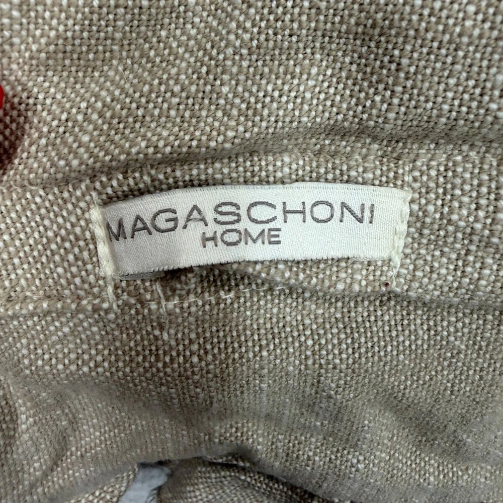 Magaschoni Home 24x24 Pillow Sham Ruffle Edge Cotton Textured Tan Euro Square